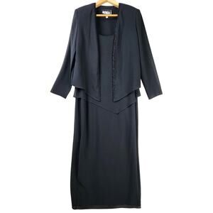 Ursula of Switzerland Formal Dress & Jacket Set 10P Black Polyester Beaded